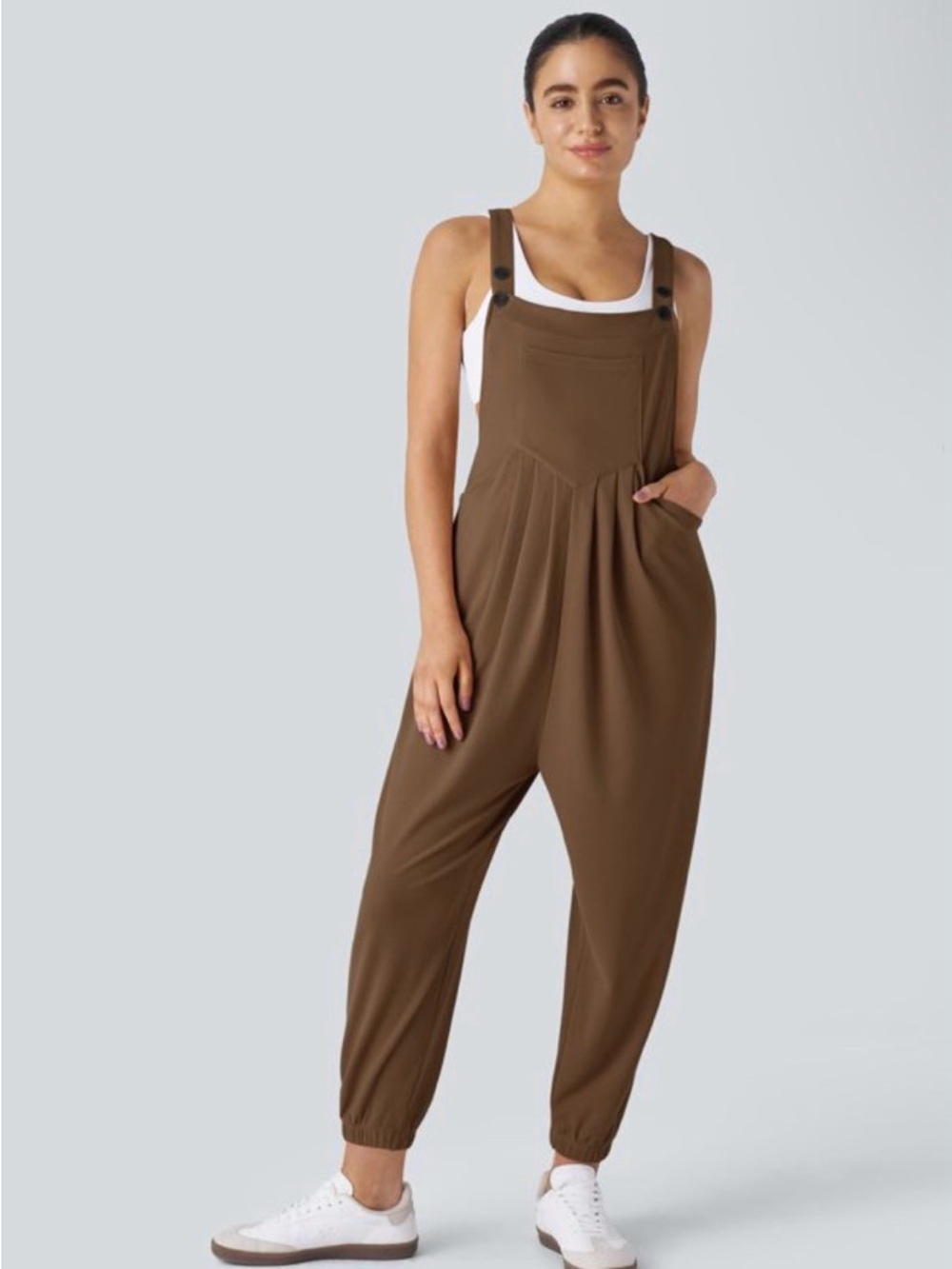 HALARA Brown Relaxed-Fit Jumpsuit Overalls